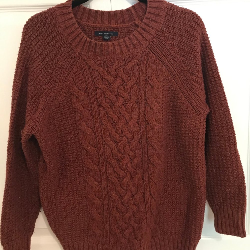 F21 Rust Cable Knit Sweater